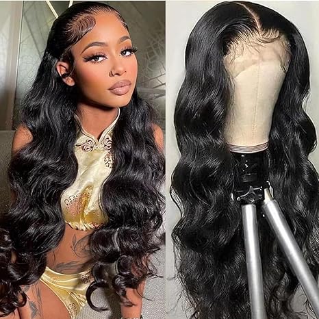 360 Lace Front Human Hair Wig, Body Wave Wig Natural Color, 150 Percent Density