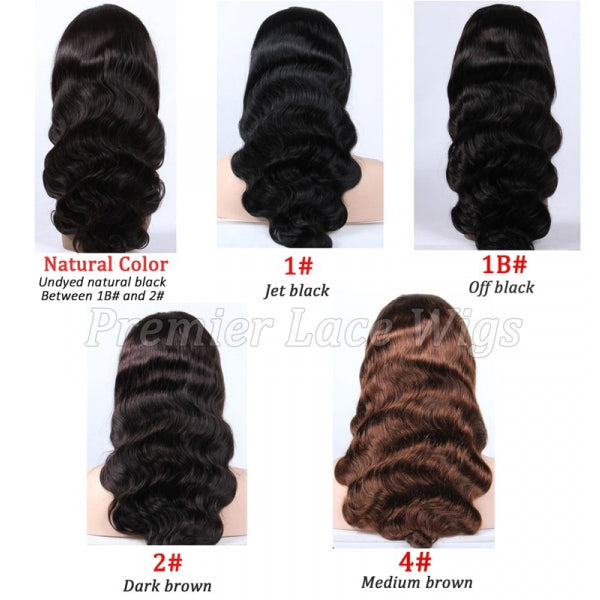 13x5 Lace Front Body Wave Middle Part Human Hair Wig Natural Color Density