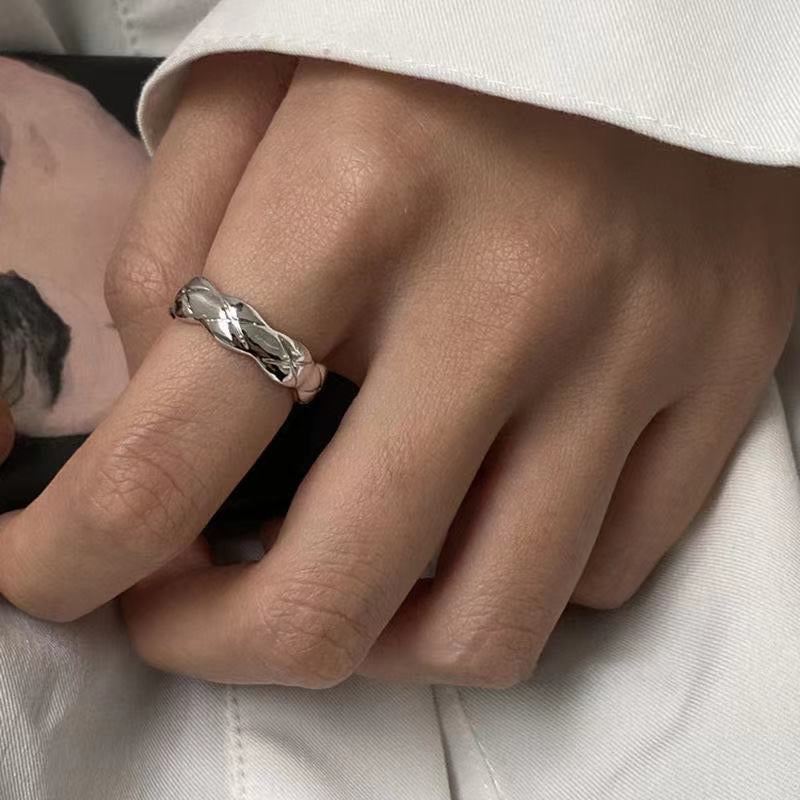 2pc Retro Plain Band Index Finger Ring For Women, Ins Trendy Cool Internet-Famous Stylish & Personalized Open Adjustable Ring, Small Jewelry